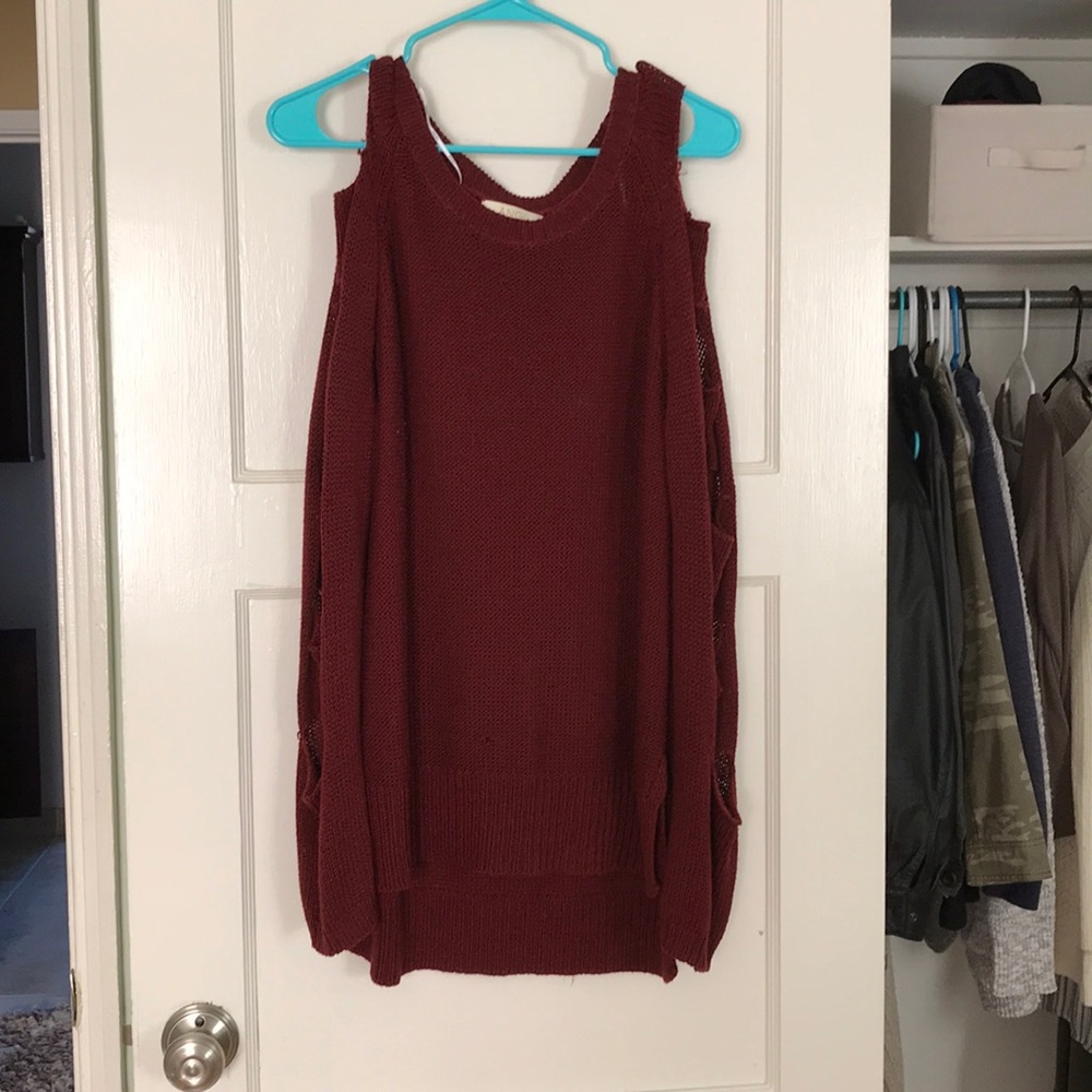 Deep red knit sweater